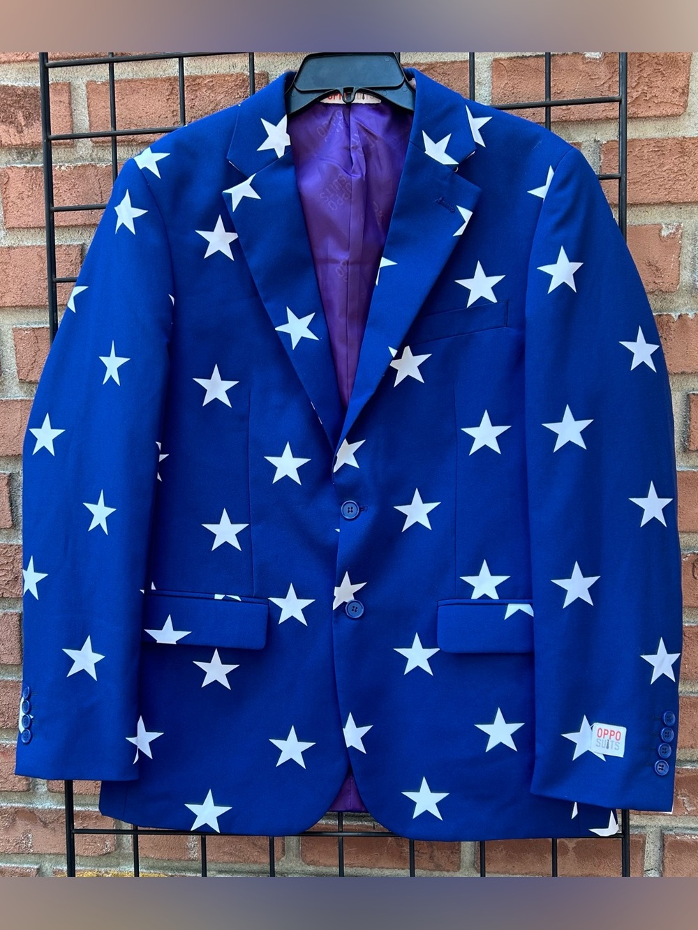 OppoSuits Blue Star-Print Blazer